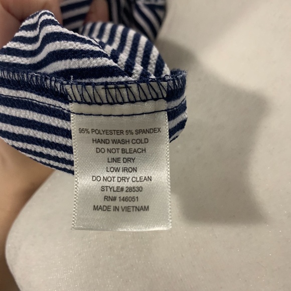 Monteau Striped Tie Front Ruffle Blouse Sailor - Picture 8 of 14